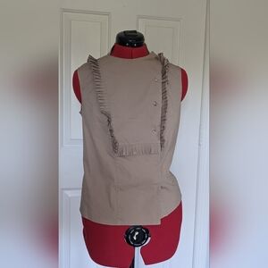 PIAZZA SEMPIONE neutral beige top with ruffle